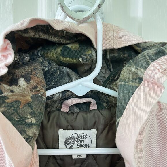 Bass Pro Shops Pink Canvas Hooded Jacket Girls Size 12 Months - Picture 9 of 14